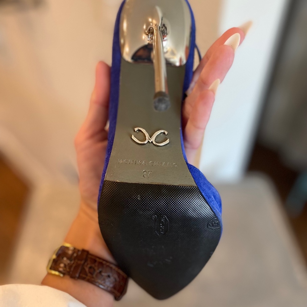 Monika Chiang Blue Suede Ankle Strap D’Orsay Pump - Picture 15 of 15